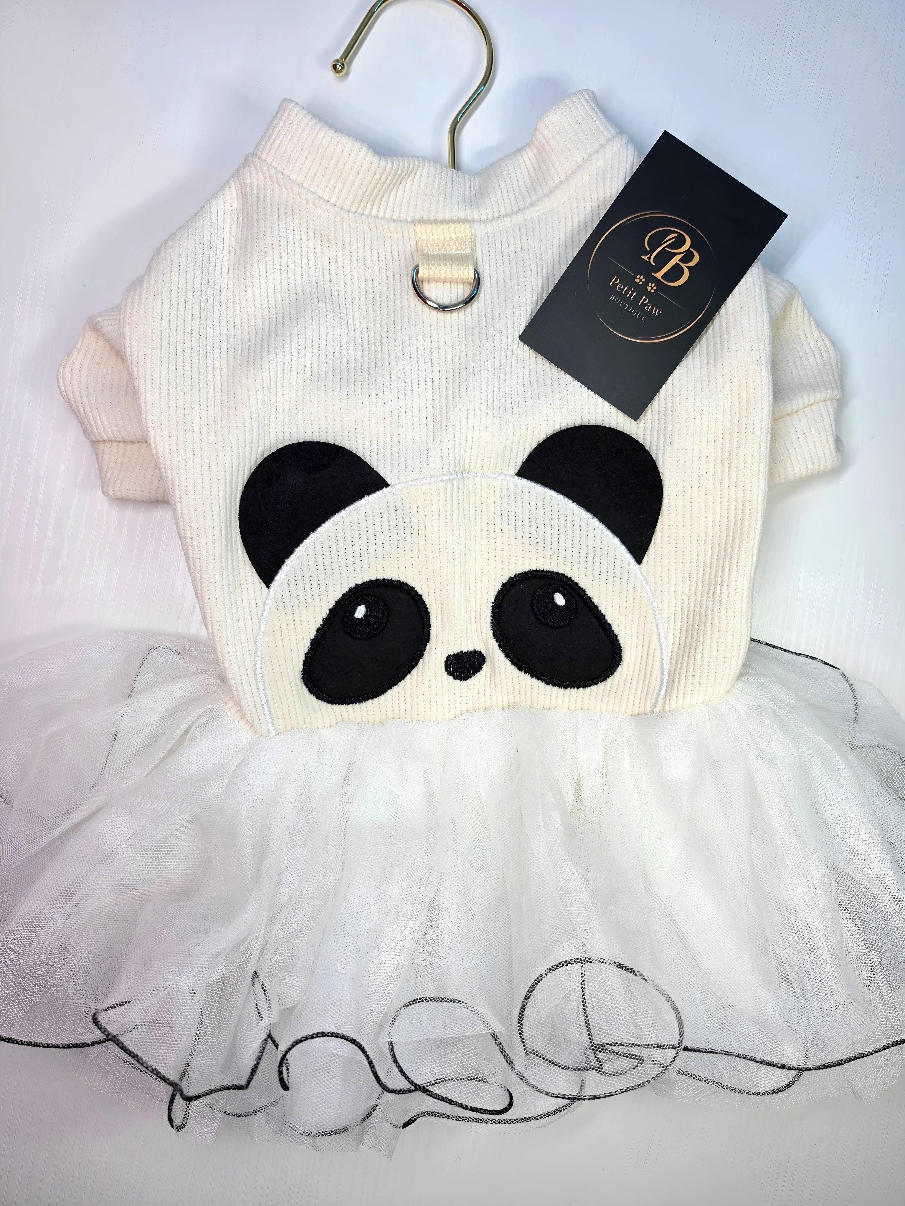 vestido suéter panda para mascotas
