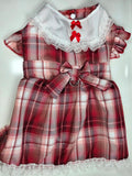 Vestido Tartán con Cuello Marinero y Encaje